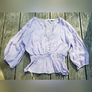 Lilac Smocked Puff Sleeved Top